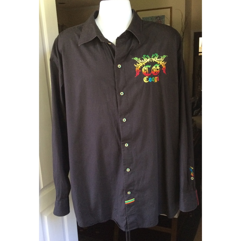 Coogi Men's Long Sleeve Shirt Black XXXL